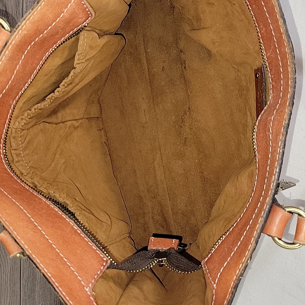 Patricia Nash Tooled Floral Leather Tote in Cognac Brown - Picture 12 of 16